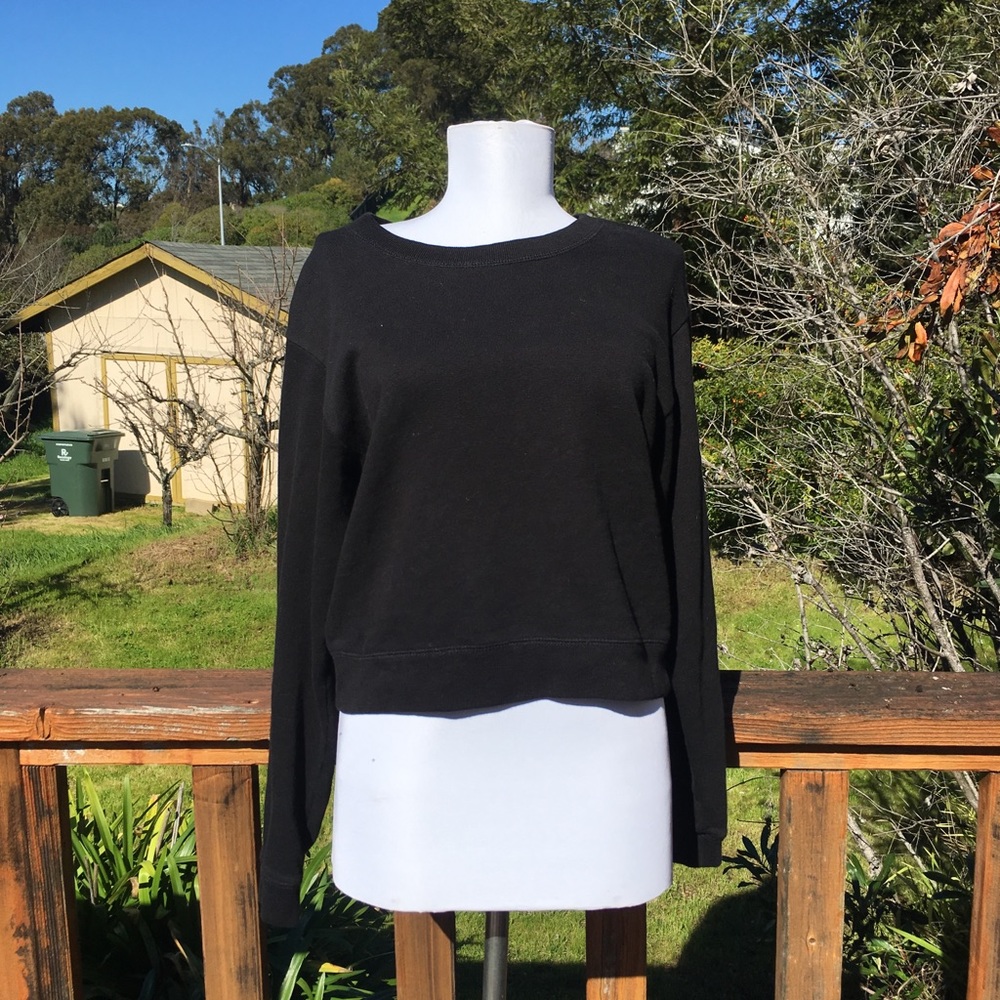 J Crew Black Crop Crew Neck Sweater - Picture 1 of 3
